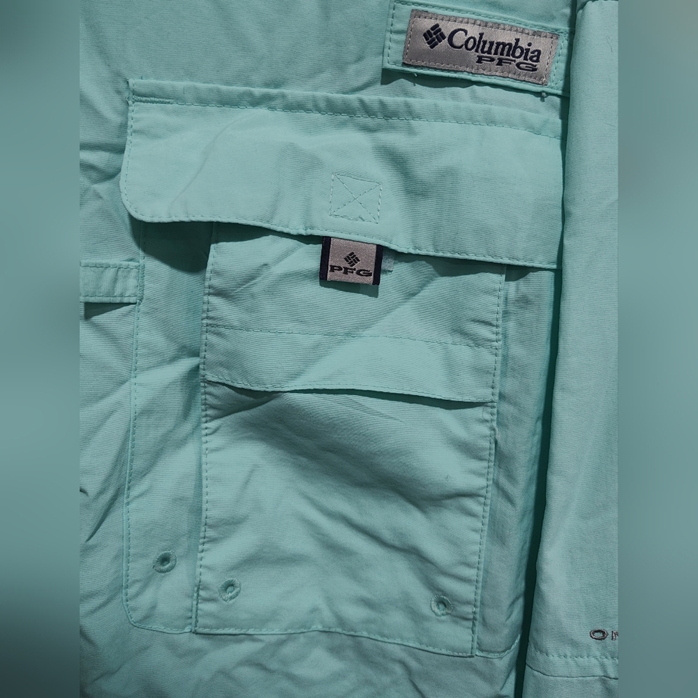 Columbia PFG Omni-Shade Men's Shirt Size XXL  Fishing Vent Green Roll Tab Sleeve - Picture 4 of 11
